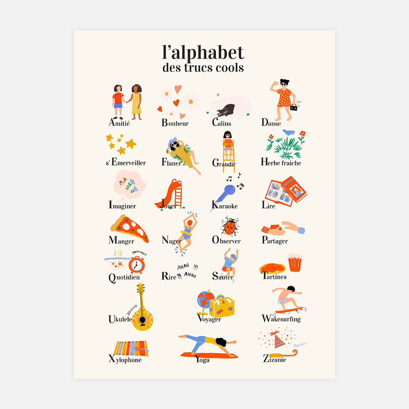 L'alphabet des trucs cools - Illustration d'art