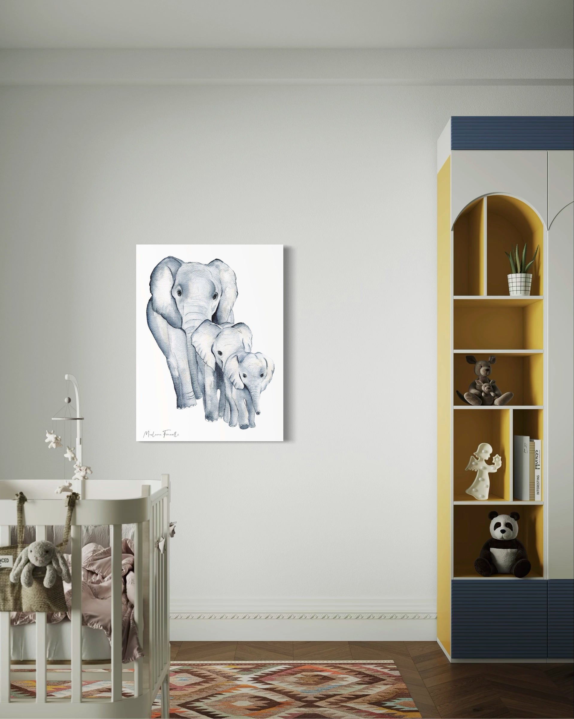 Famille Éléphant - Peinture et illustration d'art