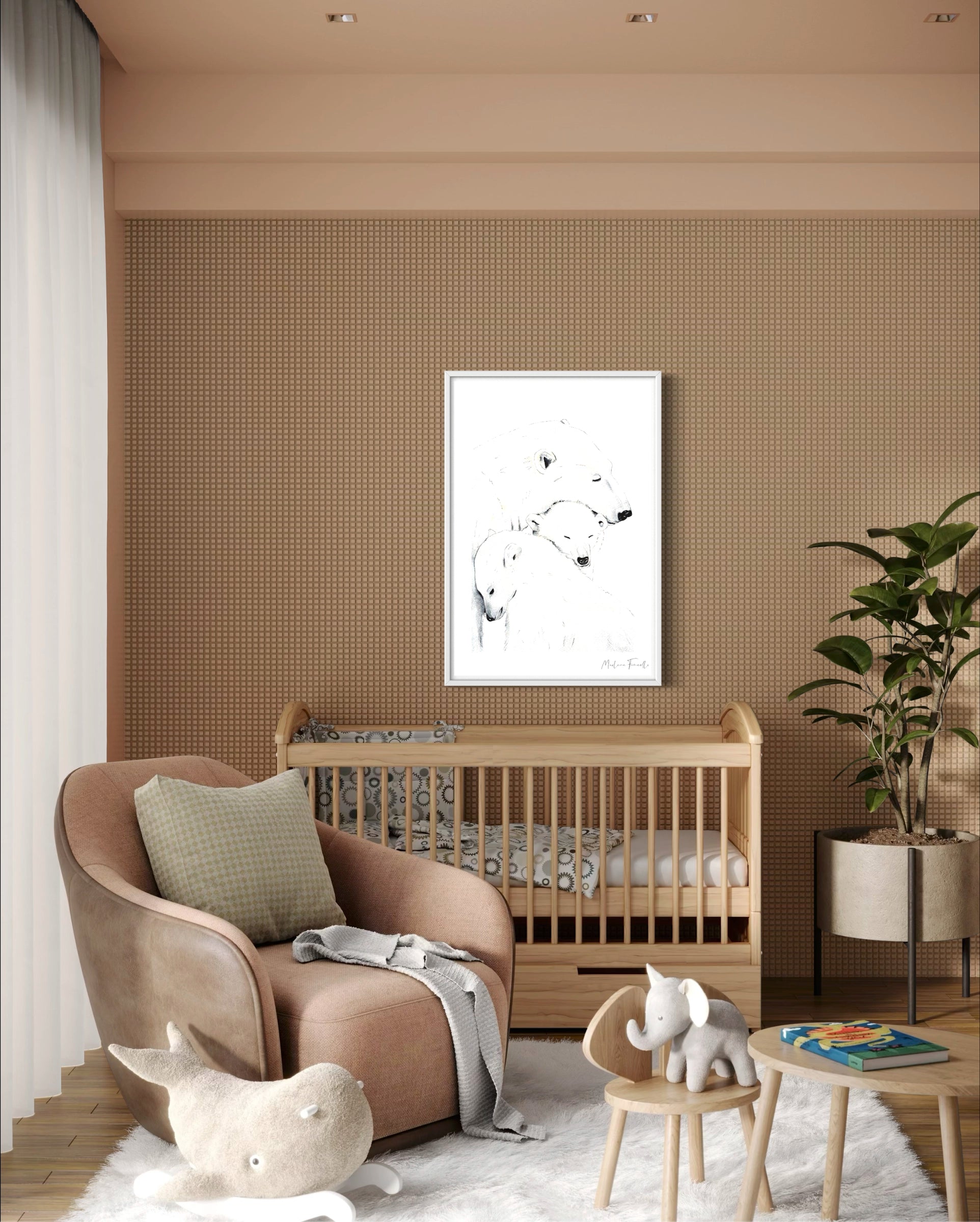 Famille ours polaire - Peinture et illustration d'art