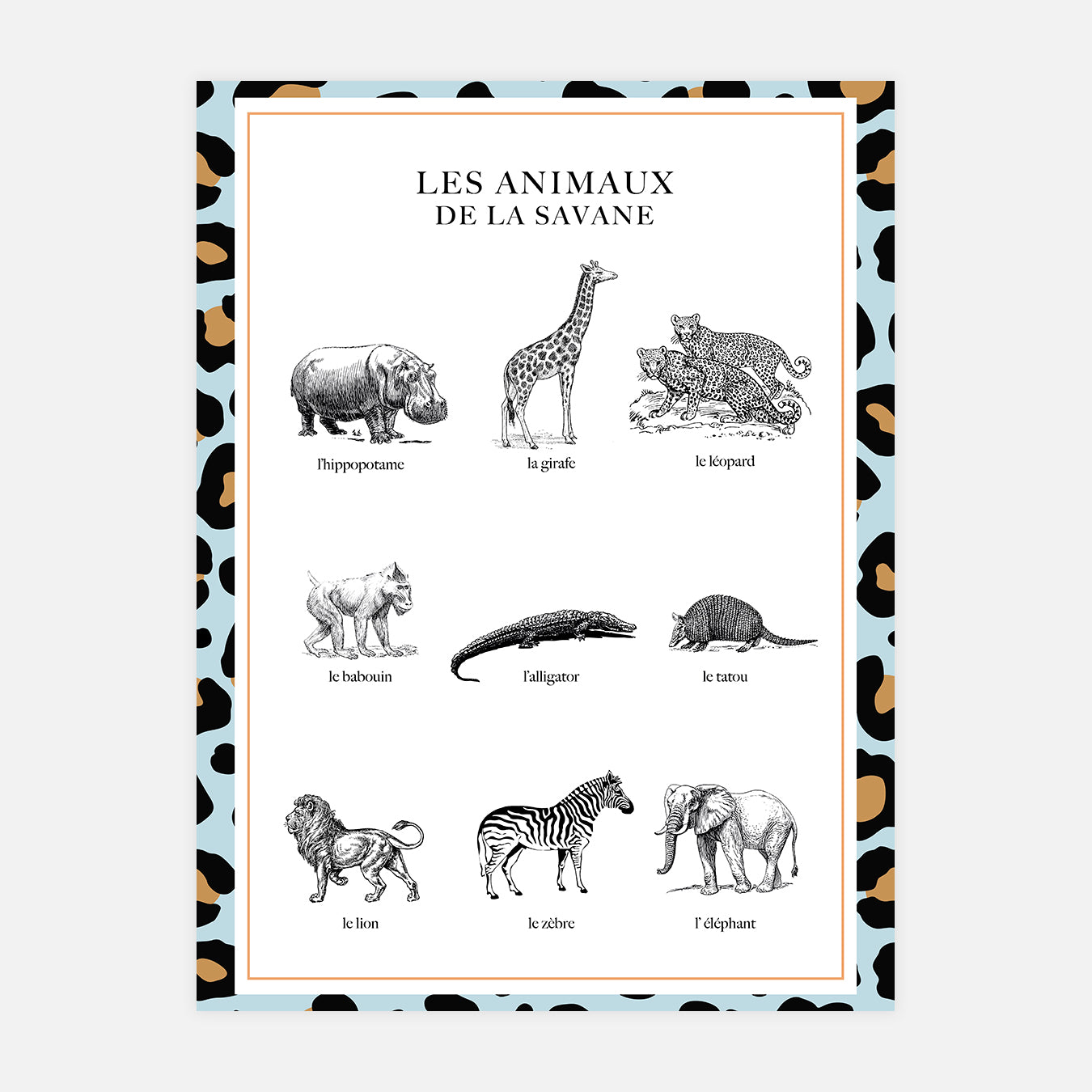 Les animaux de la savane - Illustration d'art