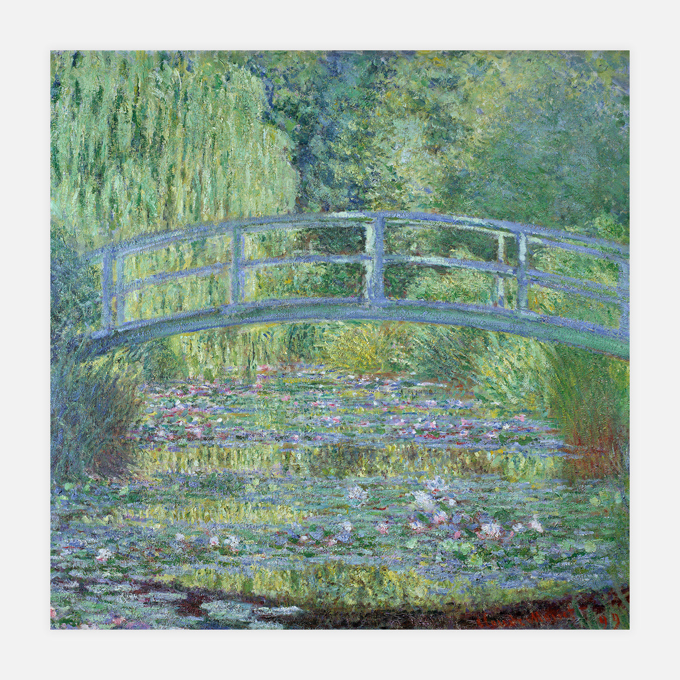 La passerelle et le bassin aux nénuphars - Peinture d'art
