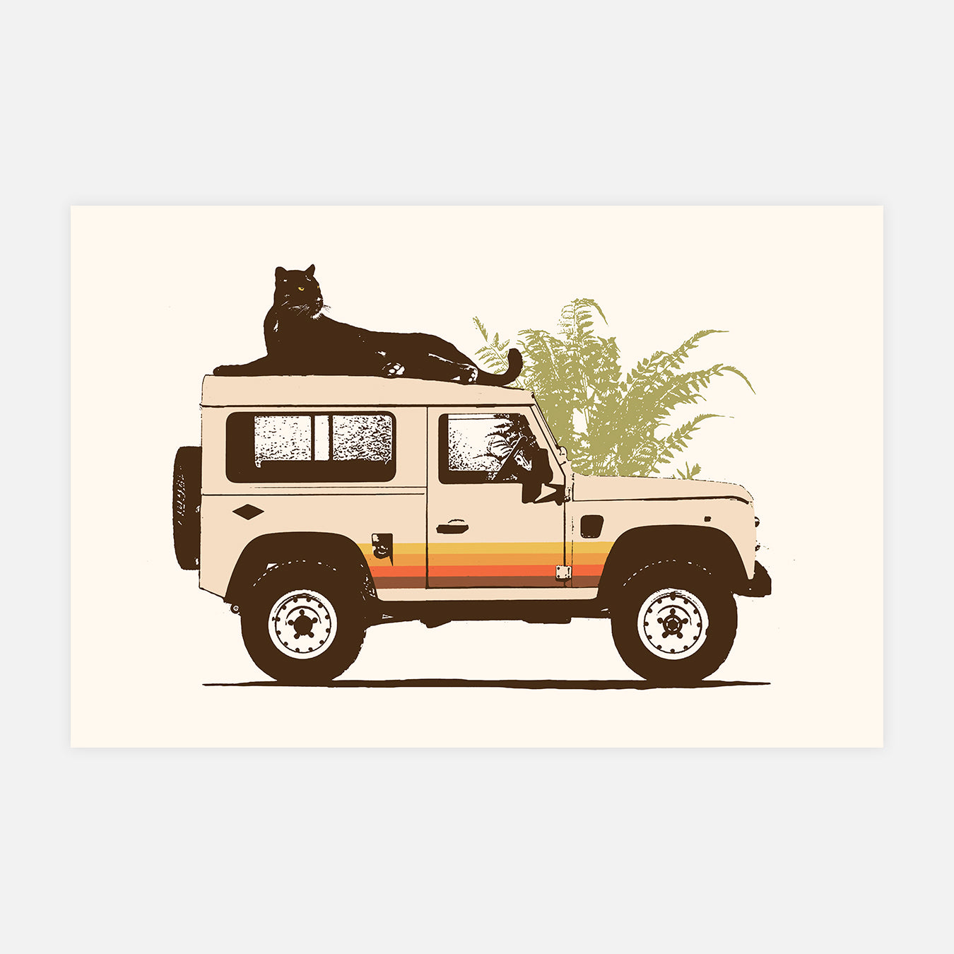 Panthère noire sur la voiture - Illustration d'art