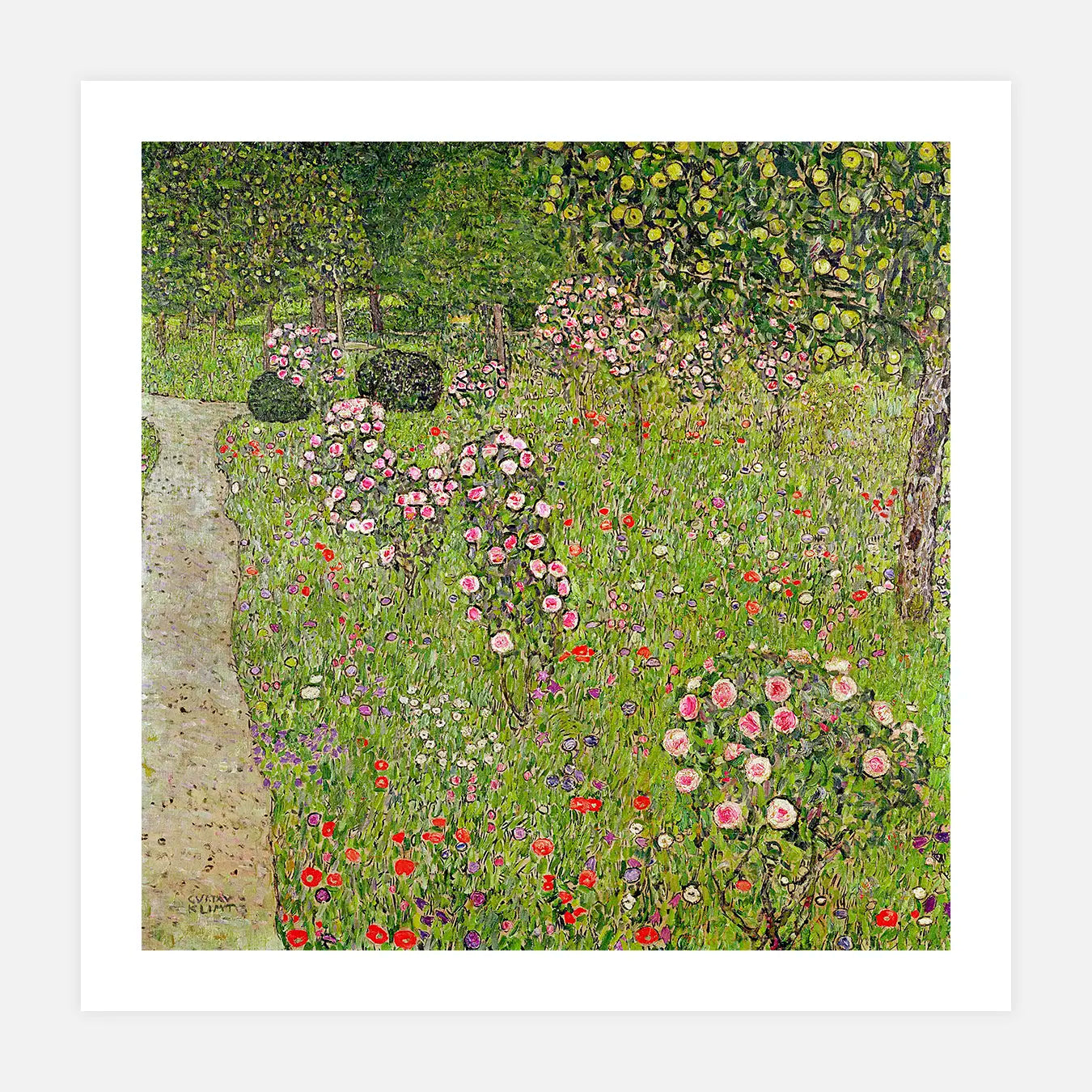 Verger avec roses - Peinture d'art