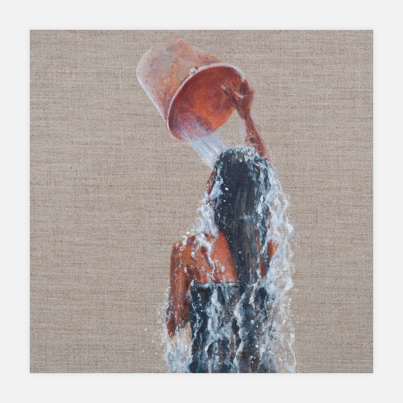 Girl bathing - Peinture d'art