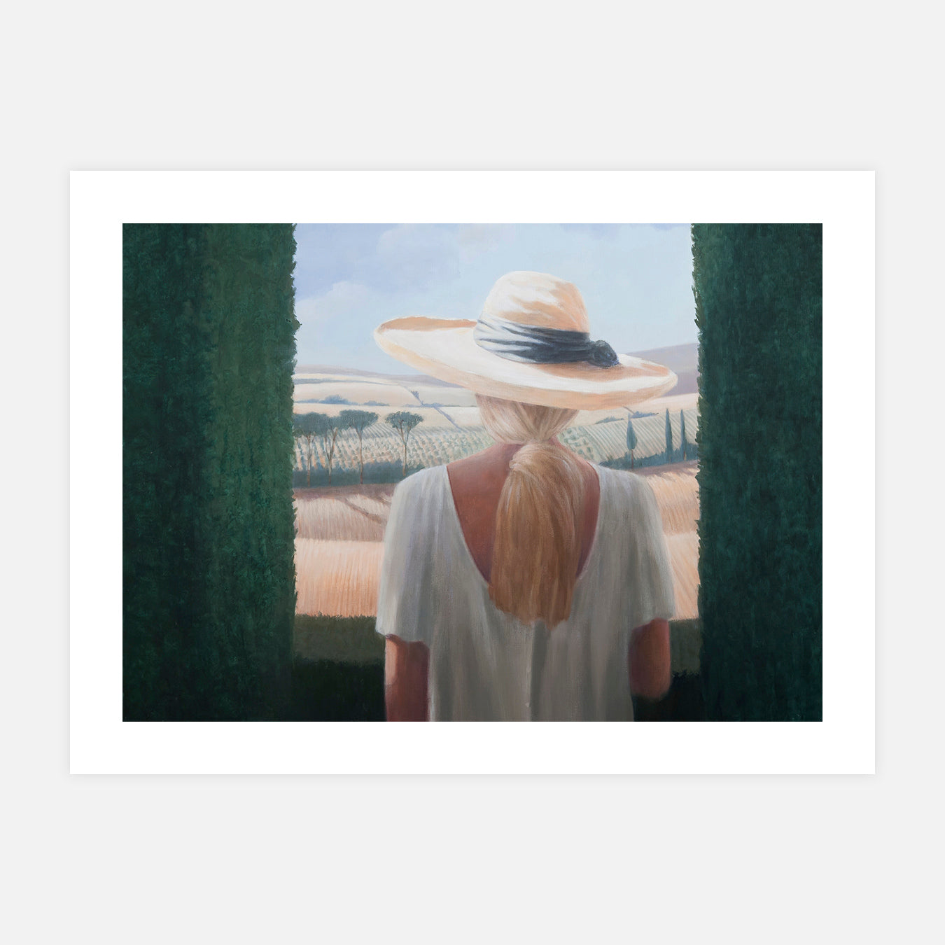 Fille de dos en Toscane - Peinture d'art