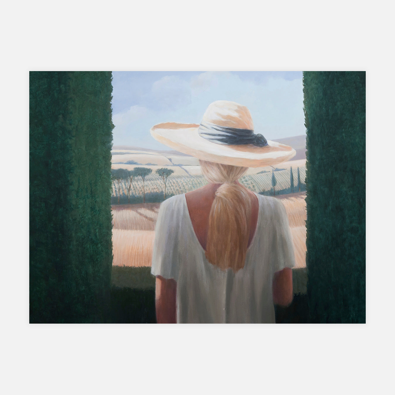 Fille de dos en Toscane - Peinture d'art