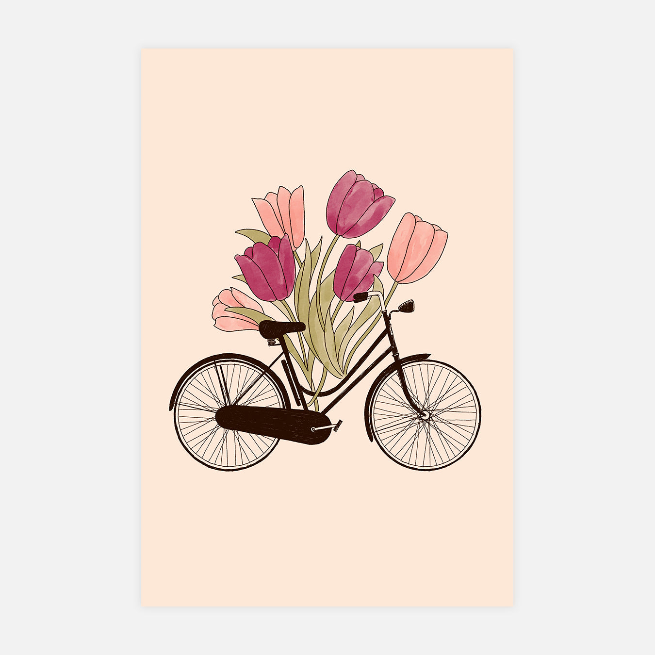 Vélo et fleur : Amsterdam - Illustration d'art