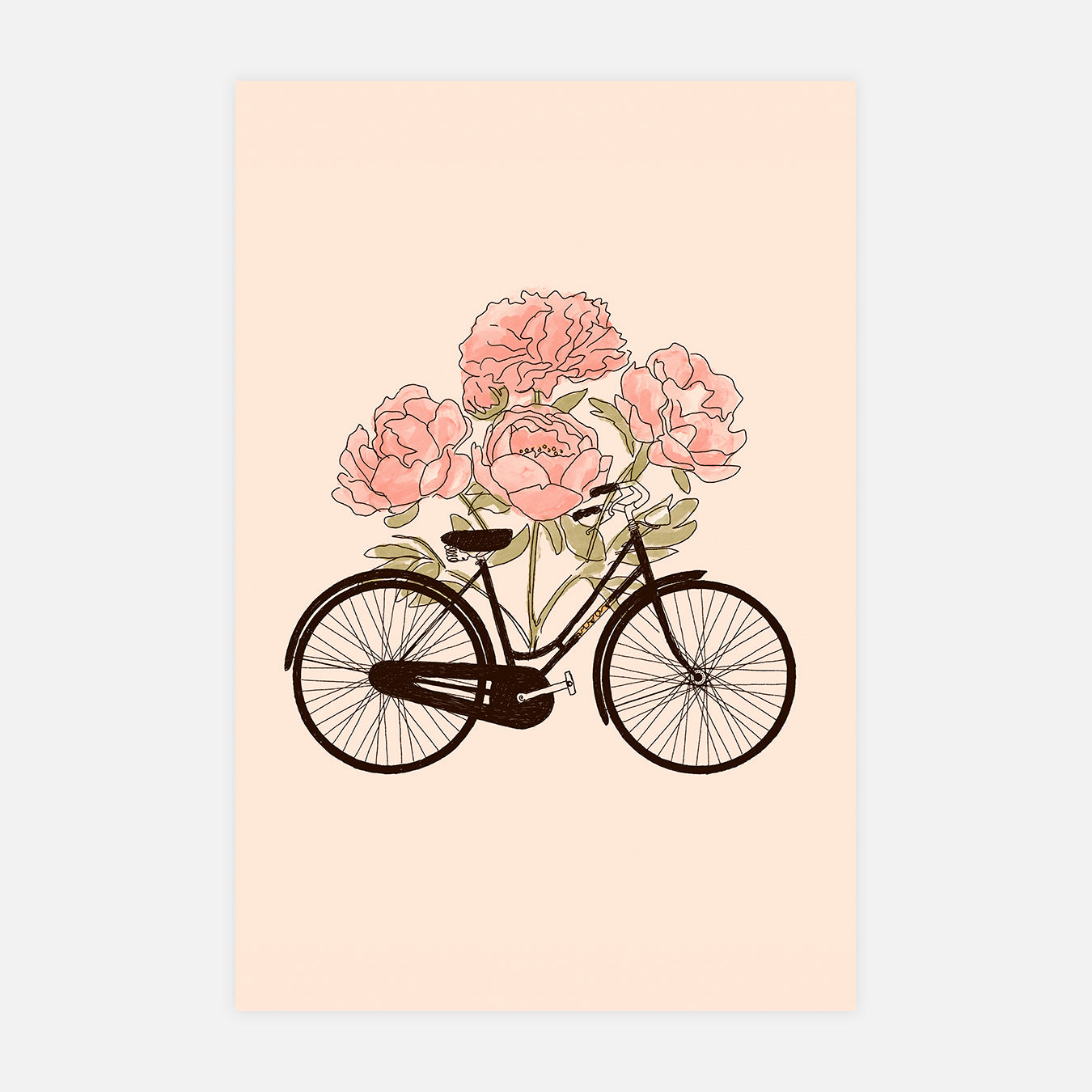 Vélo et fleur : Paris - Illustration d'art