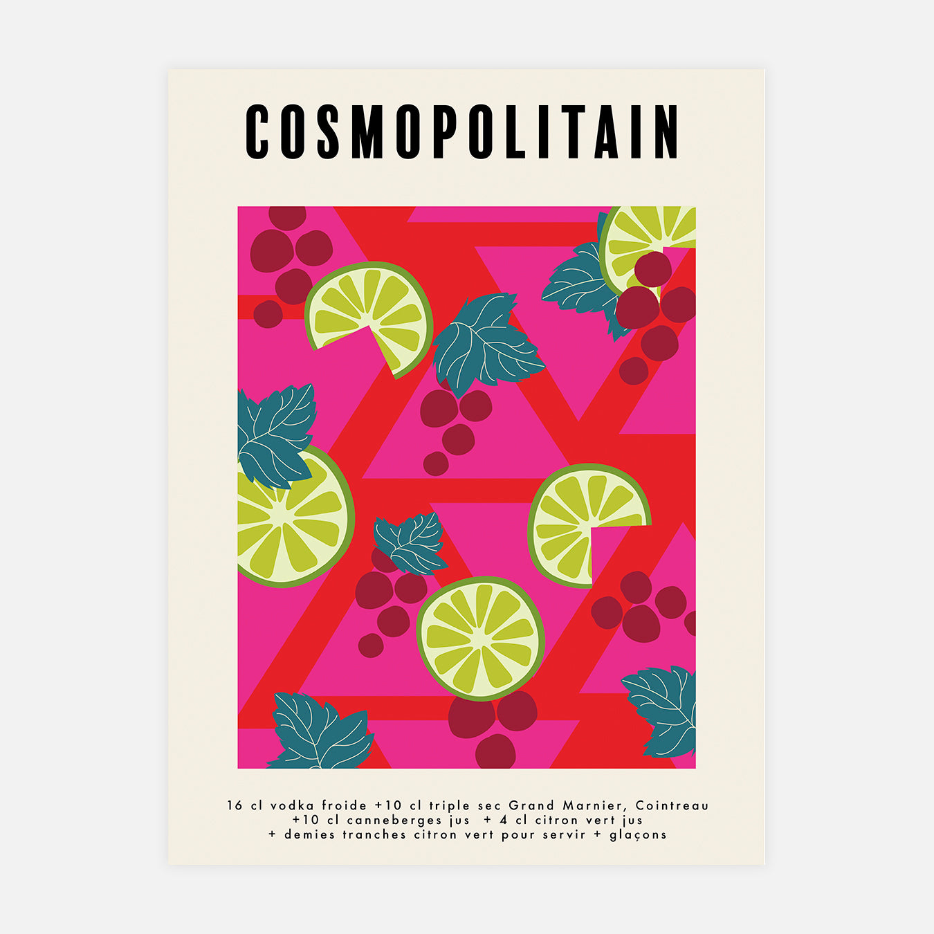 Cocktail Cosmopolitain - Illustration d'art