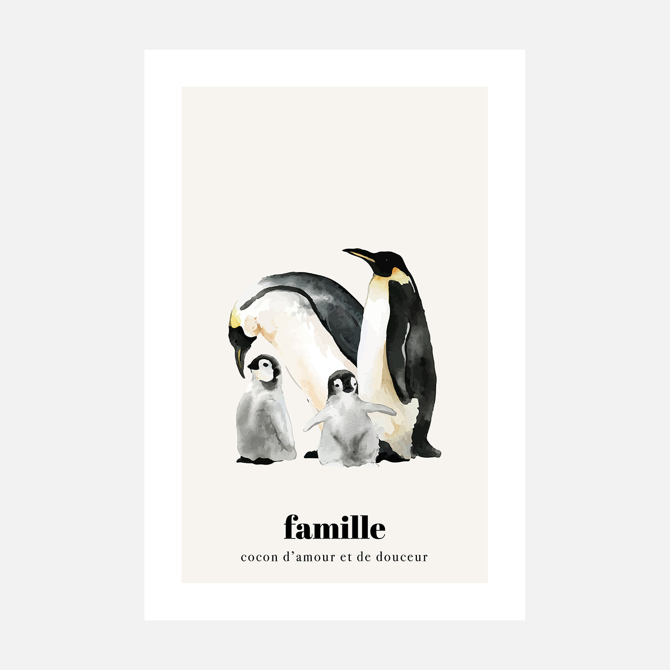 Famille de pingouins - Illustration d'art