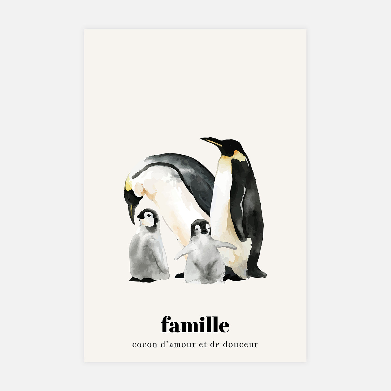 Famille de pingouins - Illustration d'art