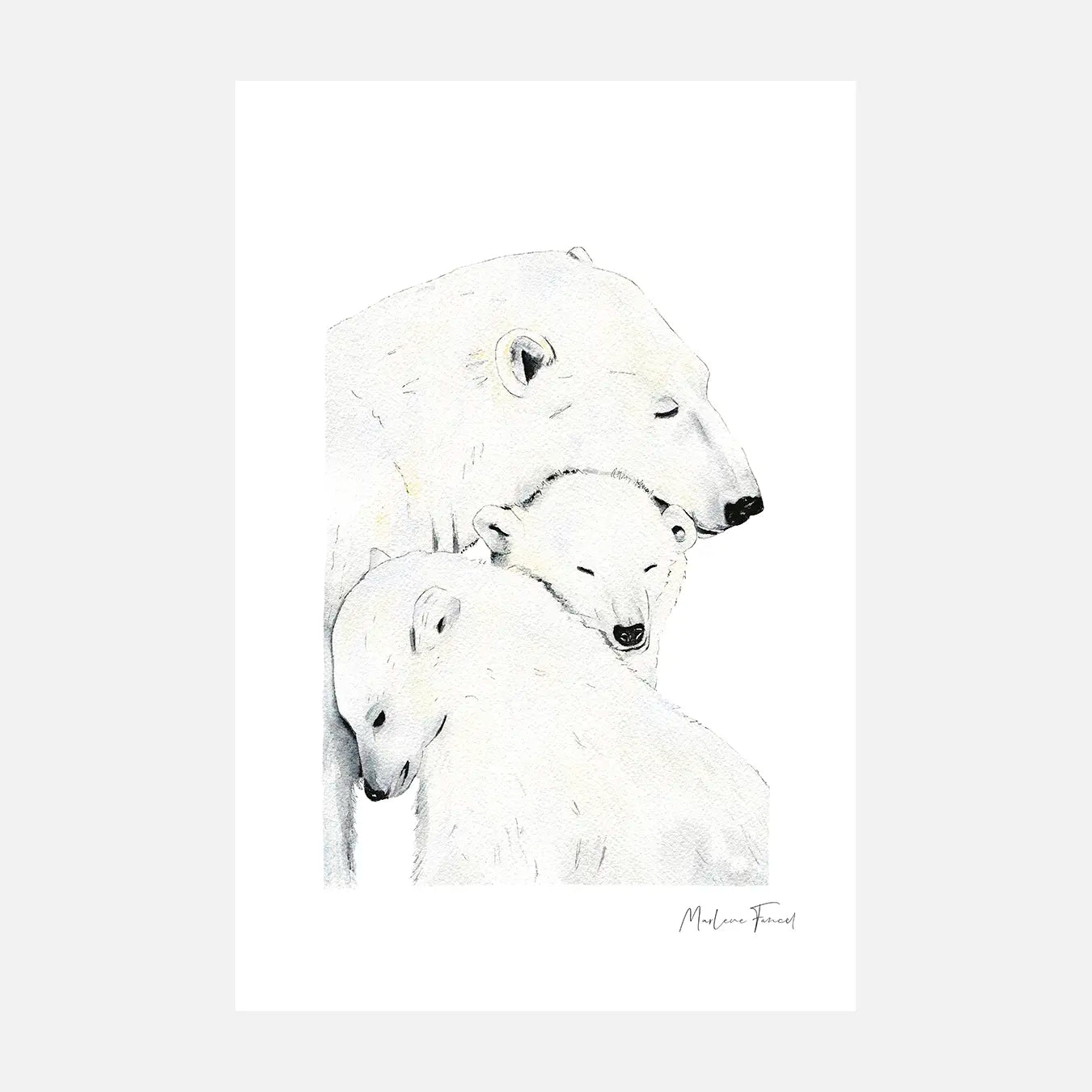 Famille ours polaire - Peinture et illustration d'art