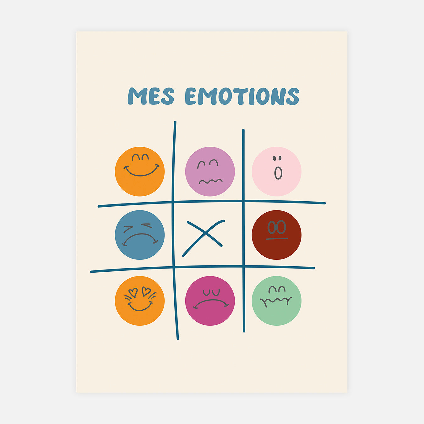 Morpion des émotions - Illustration d'art