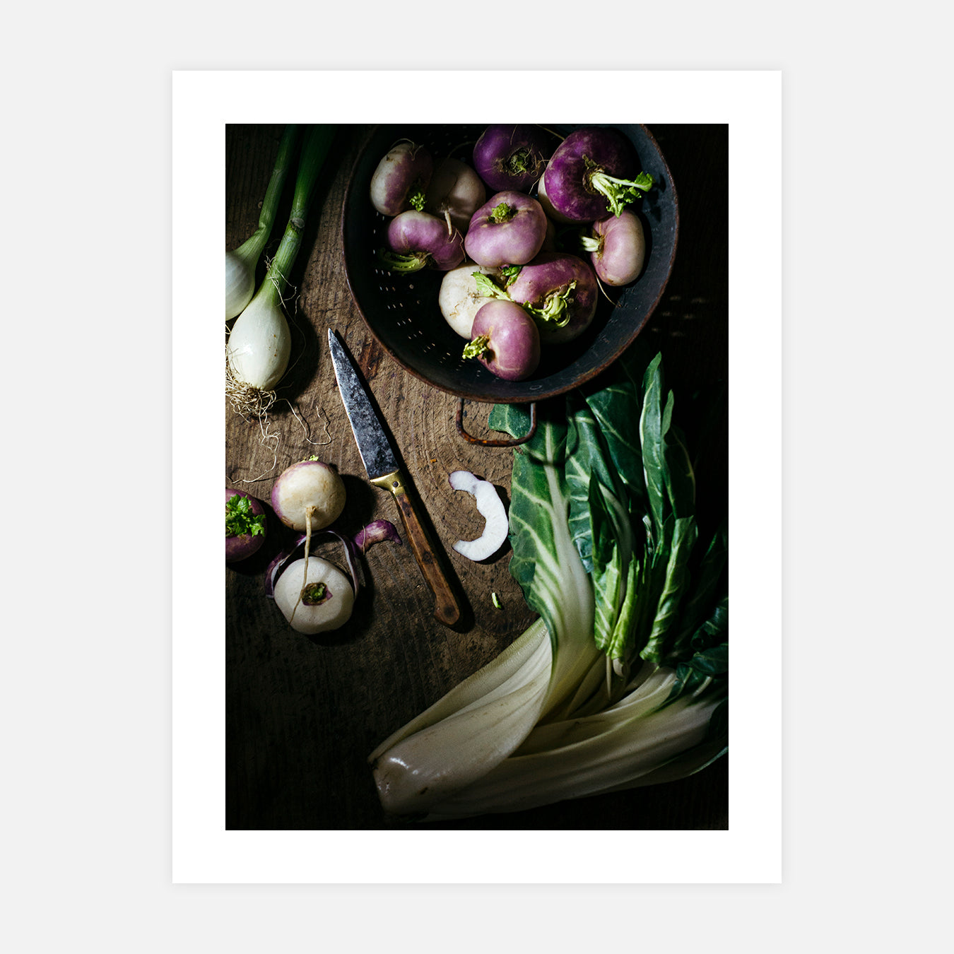 Navets et légumes d’hiver vue de haut - Photo d'art