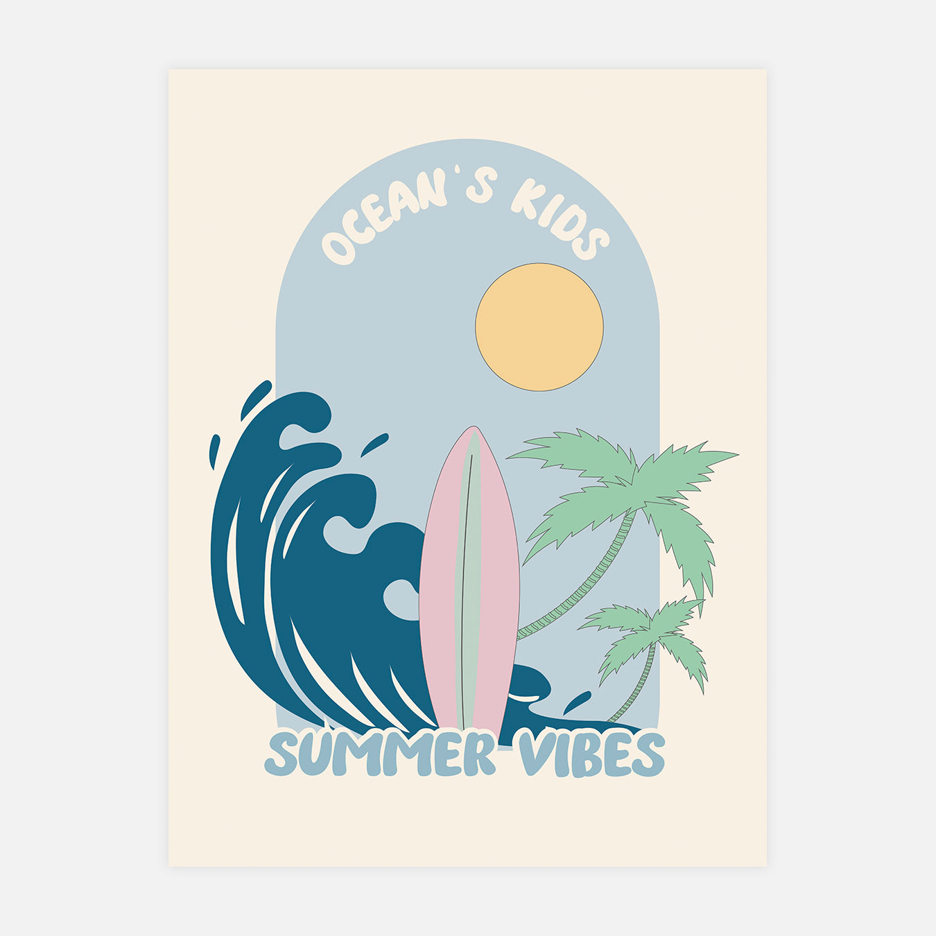 Summer vibes and Ocean Kids - Illustration d'art