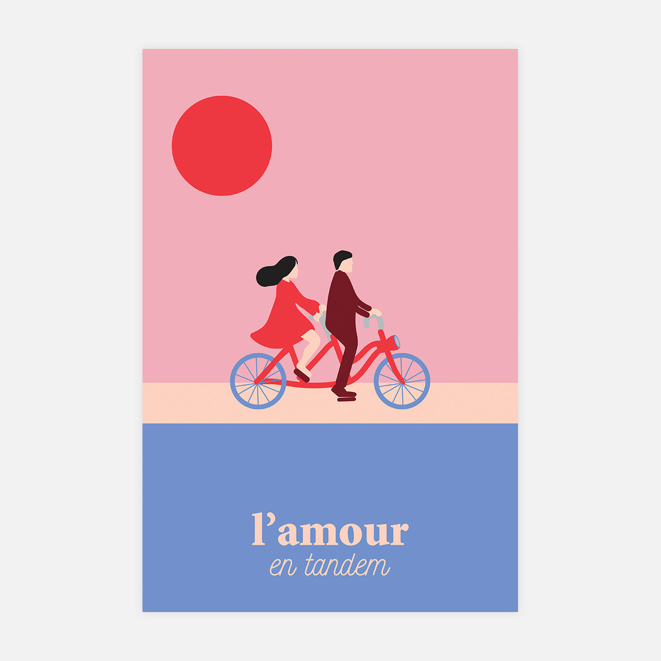 L'amour en tandem - Illustration d'art