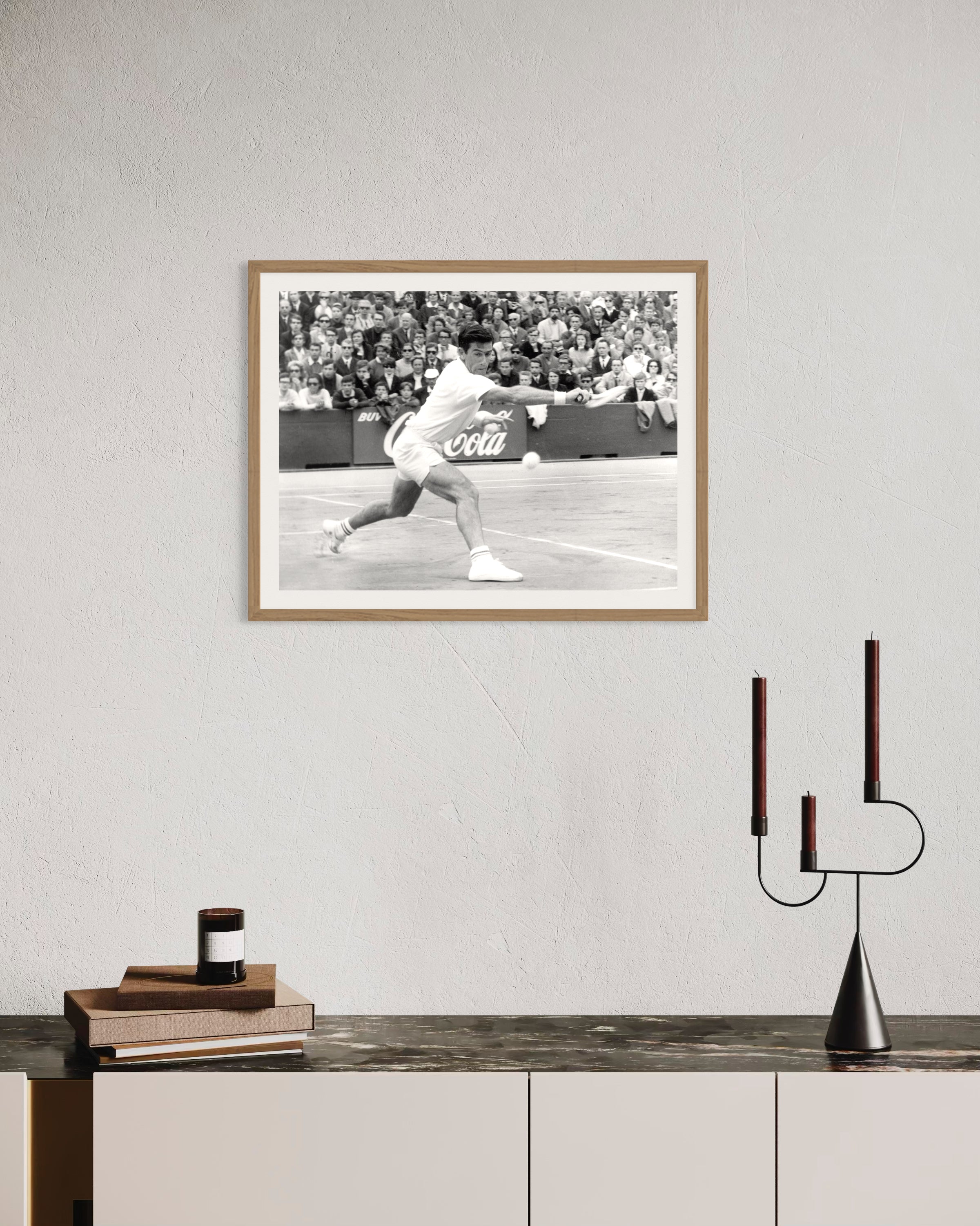 Le tennisman australien Ken Rosewall à Roland Garros - Photo d'art