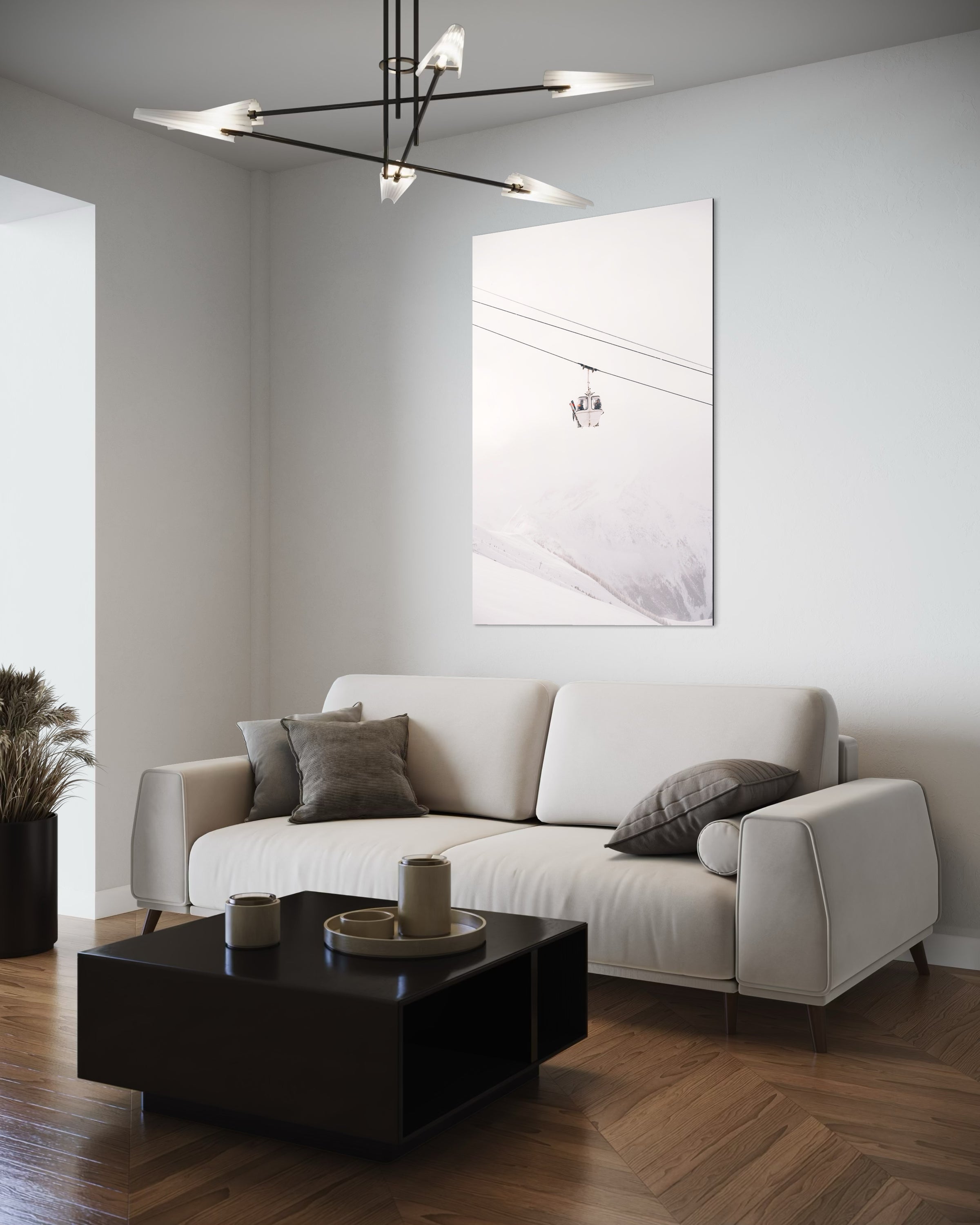 Télécabine blanche - Photo d'art