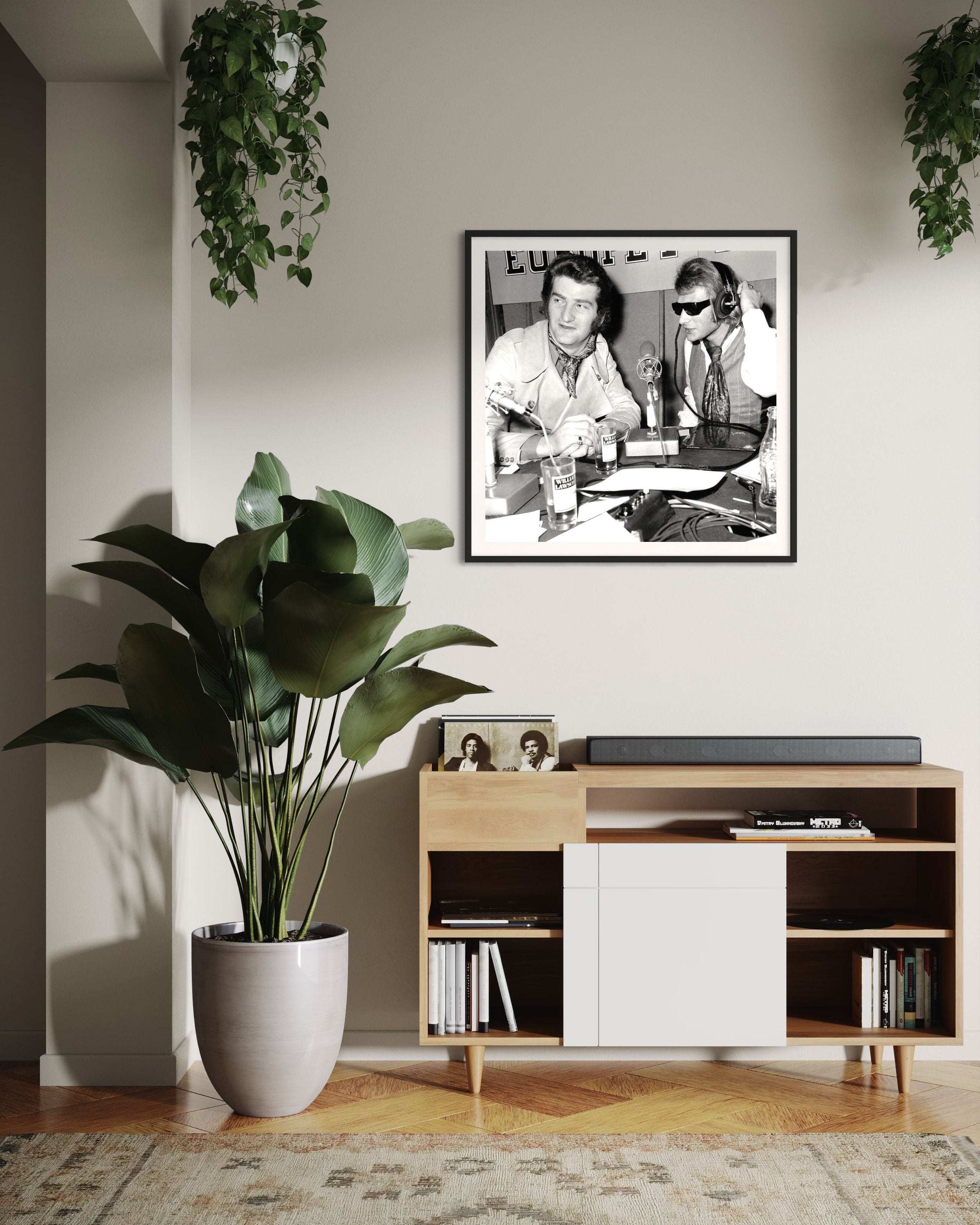 Johnny Hallyday et Eddy Mitchell à la radio - Photo d'art