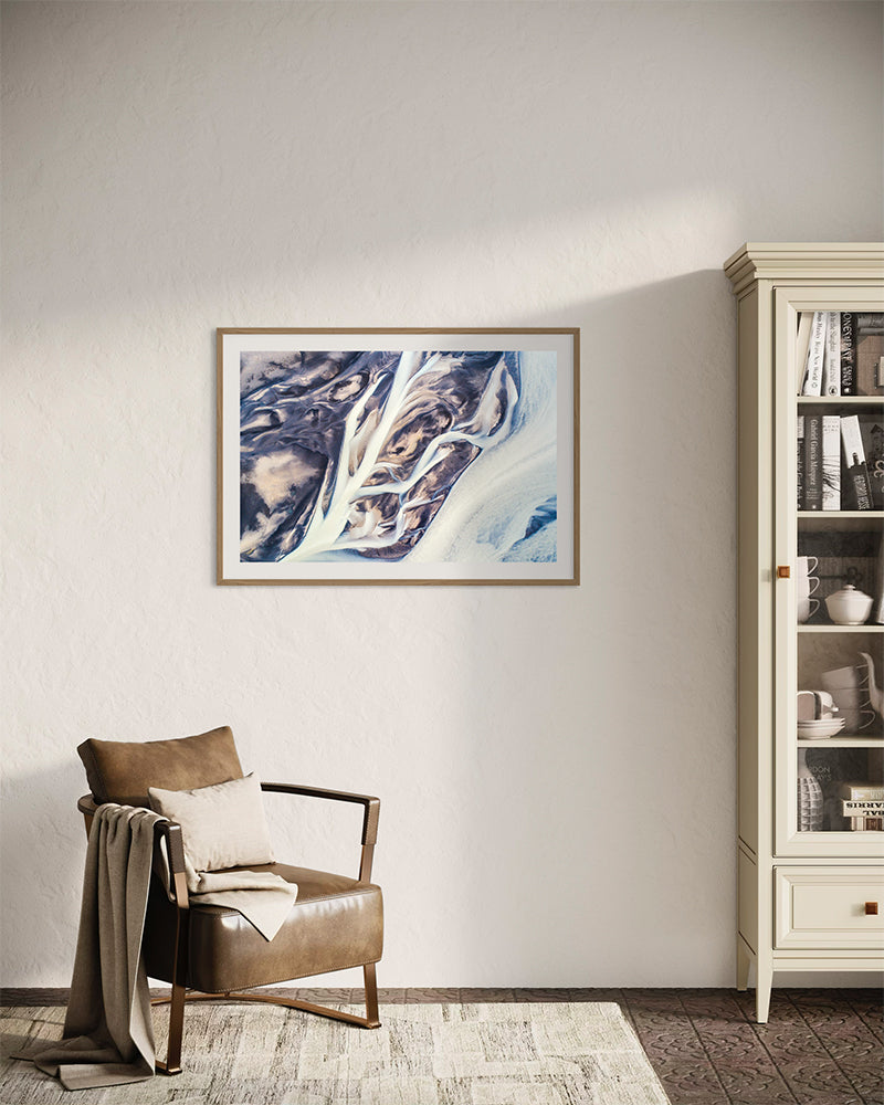 Lignes abstraites de rivières - Photo d'art