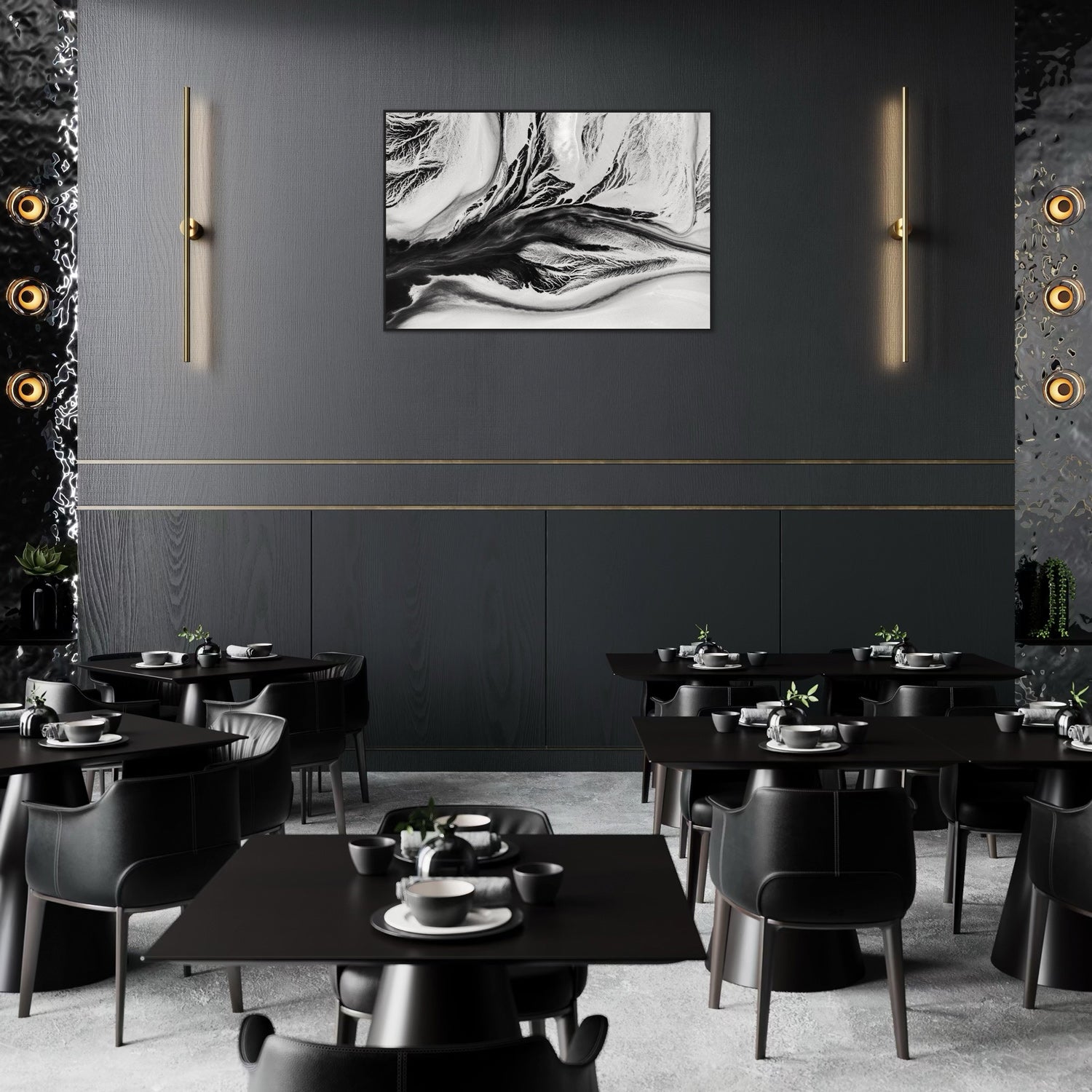 photo abstraite noir et blanc pour déco de restaurants