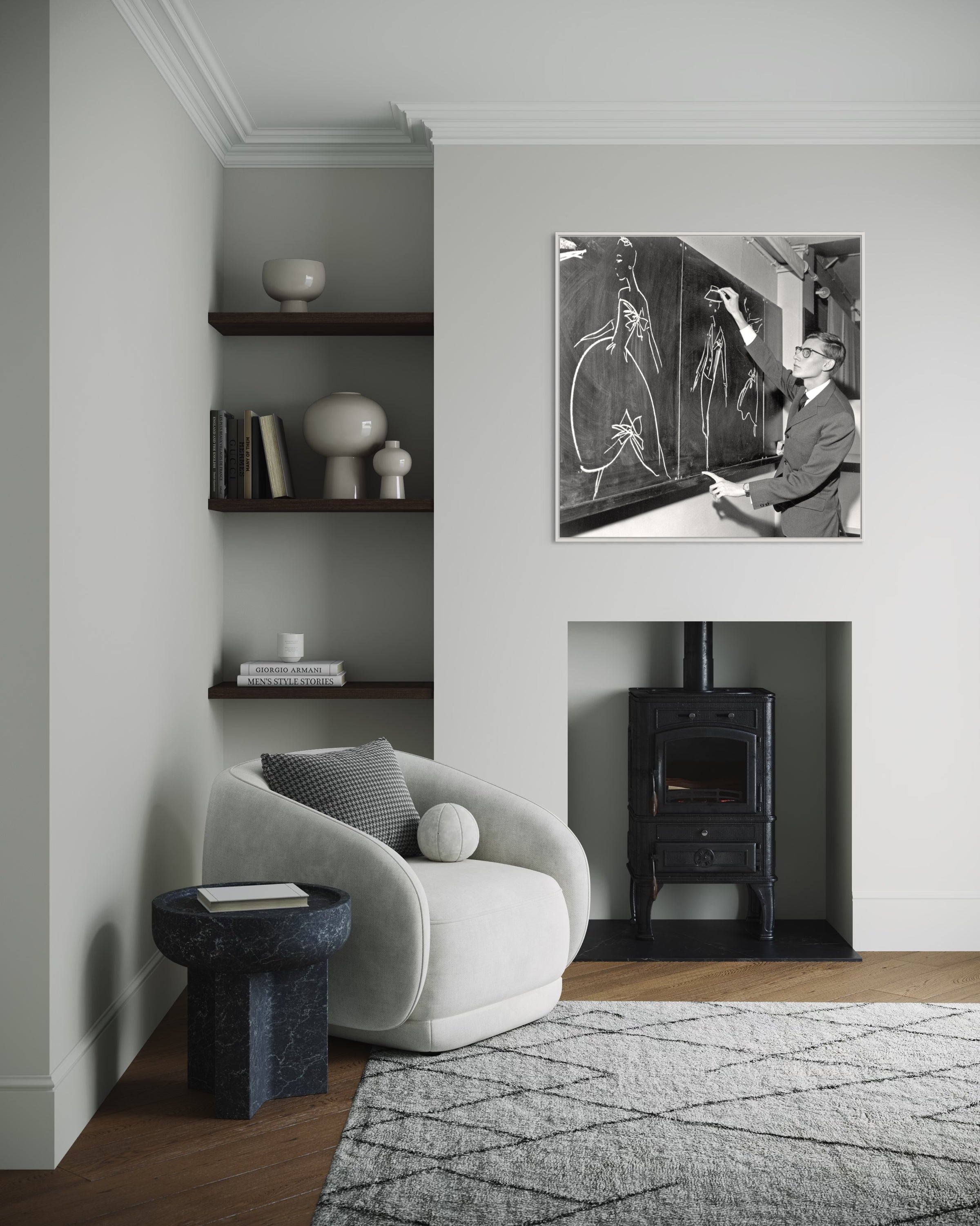 Yves Saint Laurent dessine des modèles - Photo d'art