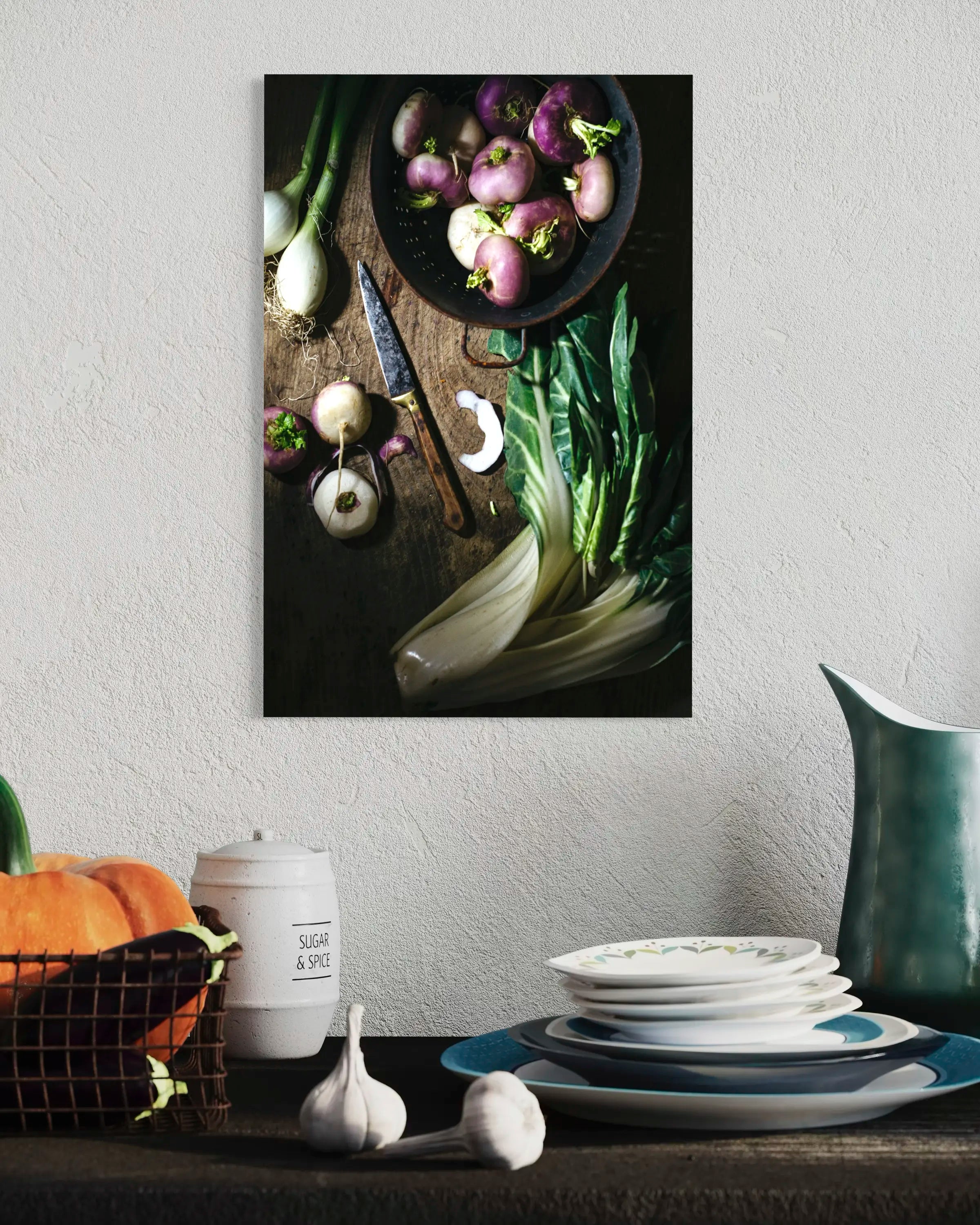 Navets et légumes d’hiver vue de haut - Photo d'art